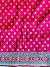 Banarasee Handwoven  Semi-Katan Zari Buta & Border With Contrast Embroidered Blouse Saree-Mustard Yellow