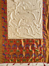 Banarasee Handwoven  Semi-Katan Zari Buta & Border With Contrast Embroidered Blouse Paithani Saree-off White