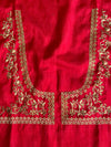 Banarasee Handwoven  Semi-Katan Zari Buta & Border With Contrast Embroidered Blouse Paithani Saree-off White