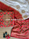 Banarasee Handwoven  Semi-Katan Zari Buta & Border With Contrast Embroidered Blouse Saree-White