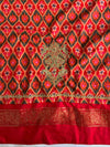 Banarasee Handwoven  Semi-Katan Zari Buta & Border With Contrast Embroidered Blouse Saree-White