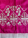 Banarasee Handwoven  Semi-Katan Zari Border With Contrast Embroidered Blouse Saree-Grey