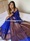 Banarasee Handwoven Pure Silk Cotton Saree With Antique Zari Buti & Border-Blue