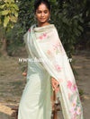 Banarasee Handloom Chanderi Cotton Salwar Kameez With Digital Print Dupatta-Light Green