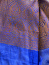 Banarasee Handwoven Pure Silk Cotton Saree With Antique Zari Buti & Border-Blue