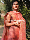 Banarasee Cotton Silk Zari Woven Salwar Kameez Dupatta Set-Peach