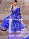 Banarasee Handwoven Pure Silk Cotton Saree With Zari Buti & Border-Royal Blue