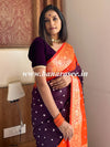 Banarasee Handwoven Semi-Chiffon Saree With Bandhej & Floral Border-Violet