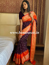 Banarasee Handwoven Semi-Chiffon Saree With Bandhej & Floral Border-Violet