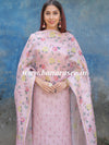Banarasee Tissue Silk Salwar Kameez Fabric With Digital Print Duaptta-Pink