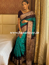 Banarasee Handwoven Semi-Chiffon Saree With Bandhej & Floral Border-Green