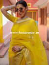 Banarasee Organza Mix Saree With Zari Border-Yellow