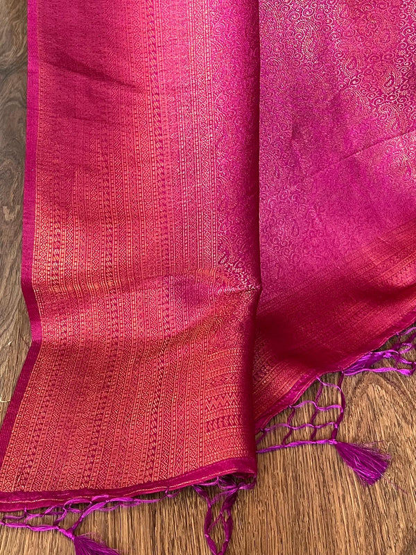 Banarasee Kubera Pattu Soft Silk Saree With Copper Zari Work-Green