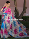 Banarasee Organza Silk Mix Saree With Shibori Dye & Zari Border-Multicolor