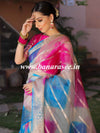 Banarasee Organza Silk Mix Saree With Shibori Dye & Zari Border-Multicolor