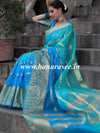 Banarasee Organza Silk Mix Saree With Shibori Dye & Zari Border-Blue