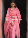 Banarasee Semi-Silk Salwar Kameez Fabric With Meena Design-Peach