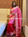 Banarasee Handwoven Semi-Chiffon Saree With Silver Zari & Dual Color-Pink
