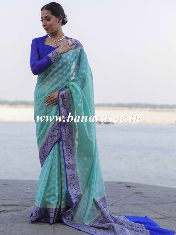 CHARUKRITI Handloom Sarees : Buy CHARUKRITI Blue Cotton Textured Handwoven  Saree with Unstitched Online | Nykaa Fashion