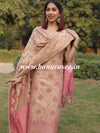 Banarasee Semi-Silk Salwar Kameez Fabric With Meena Design-Gold