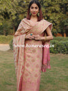 Banarasee Semi-Silk Salwar Kameez Fabric With Meena Design-Gold