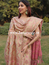 Banarasee Semi-Silk Salwar Kameez Fabric With Meena Design-Gold