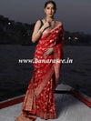 Banarasee Faux Khaddi Georgette Saree With Zari & Resham Work-Red