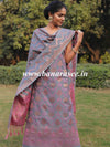 Banarasee Semi-Silk Salwar Kameez Fabric With Meena Design-Grey