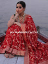 Banarasee Faux Khaddi Georgette Saree With Zari & Resham Work-Red