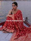 Banarasee Faux Khaddi Georgette Saree With Zari & Resham Work-Red