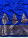 Banarasee Handwoven Pure Silk Cotton Saree With Antique Zari Buti & Border-Blue