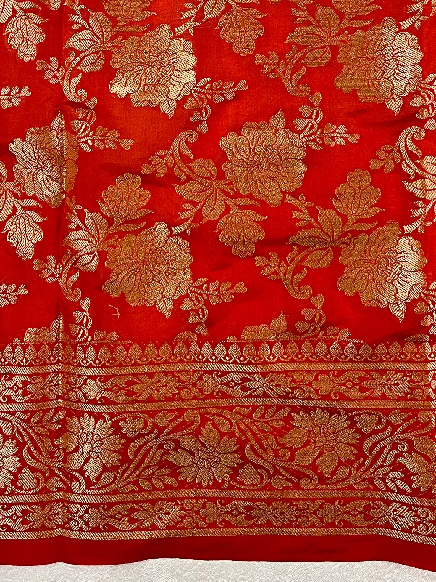 Banarasee Handwoven Semi-Chiffon Saree With Bandhej & Floral Border-Violet