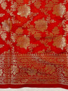 Banarasee Handwoven Semi-Chiffon Saree With Bandhej & Floral Border-Violet