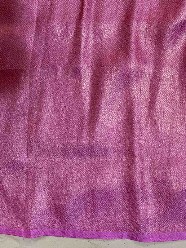 Banarasee Kubera Pattu Soft Silk Saree With Copper Zari Work-Green