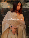 Banarasee Handloom Chanderi Salwar Kameez Fabric With Meena Design-Beige