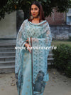 Banarasee Chanderi Silk Zari Buti Salwar Kameez Fabric With Digital Print Dupatta-Blue