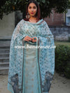 Banarasee Chanderi Silk Zari Buti Salwar Kameez Fabric With Digital Print Dupatta-Blue