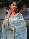 Banarasee Chanderi Silk Zari Buti Salwar Kameez Fabric With Digital Print Dupatta-Blue