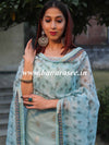 Banarasee Chanderi Silk Zari Buti Salwar Kameez Fabric With Digital Print Dupatta-Blue