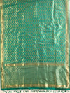 Banarasee Handwoven Semi-Katan Zig-Zag Design Saree-Green