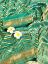 Banarasee Handwoven Semi-Katan Zig-Zag Design Saree-Green