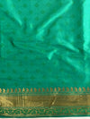 Banarasee Handwoven Semi-Katan Zig-Zag Design Saree-Green