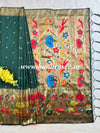 Banarasee Art Silk Saree with Zari Paithani-Deep Green
