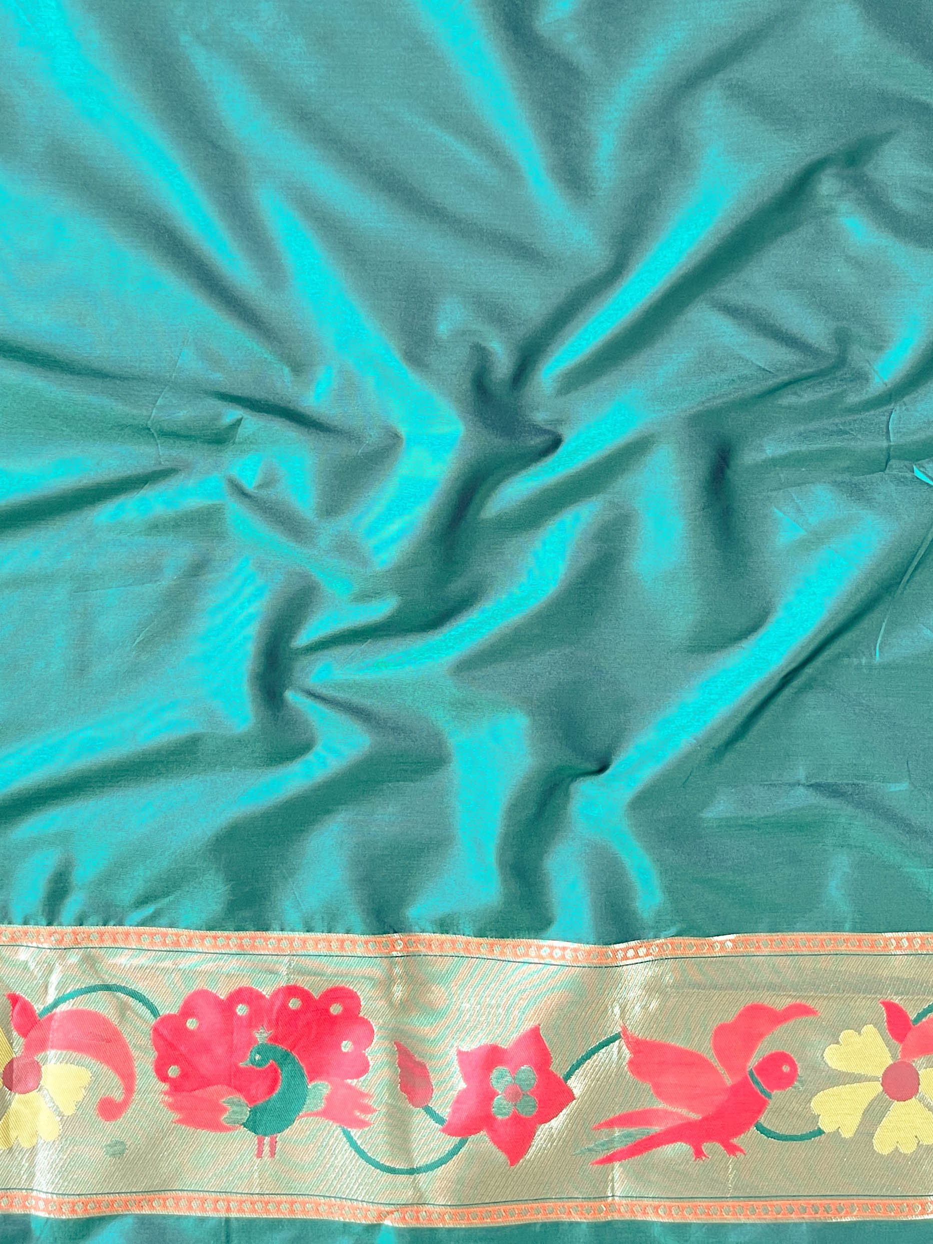 Banarasee Art Silk Saree with Zari Paithani-Deep Green