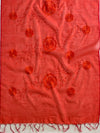 Banarasee Cotton Silk Embroidered Floral Design Dupatta-Red