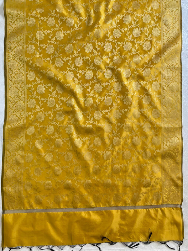 Banarasee Art Silk Jaal Design Dupatta-Yellow