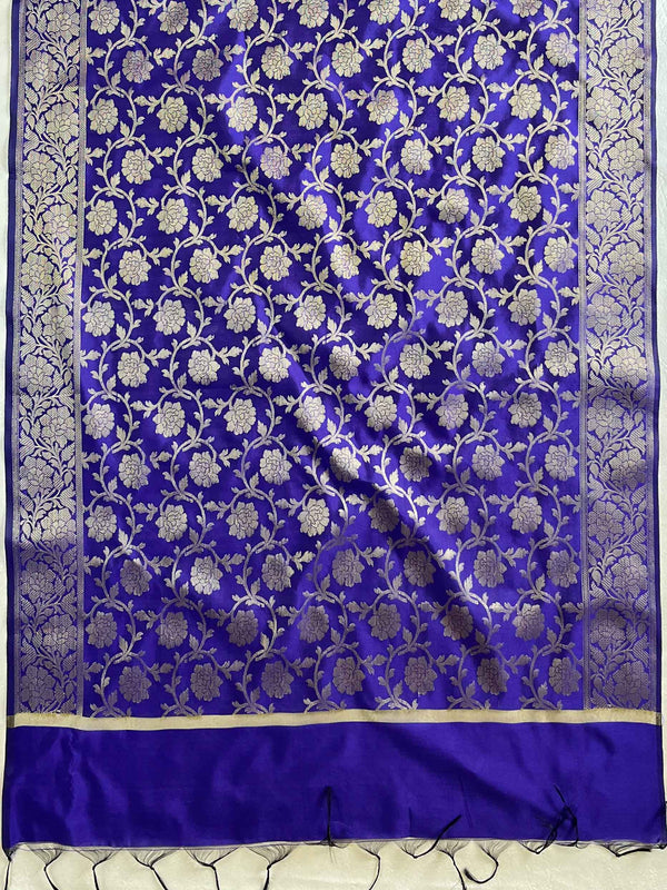 Banarasee Art Silk Jaal Design Dupatta-Royal Blue