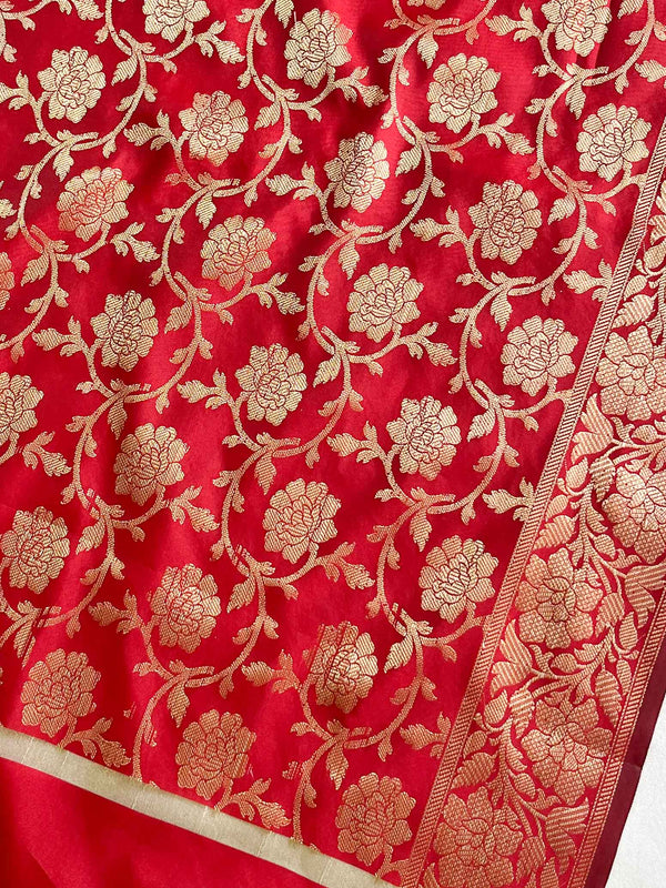 Banarasee Art Silk Jaal Design Dupatta-Red