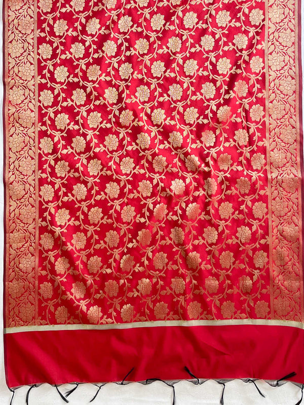 Banarasee Art Silk Jaal Design Dupatta-Red
