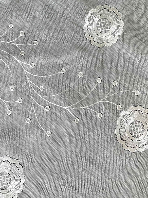 Banarasee Cotton Silk Embroidered Floral Design Dupatta-White